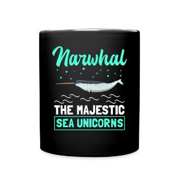 Narwal Wal Narwale Wale Narwhal Geschenk - Tasse einfarbig - Schwarz - Vorne