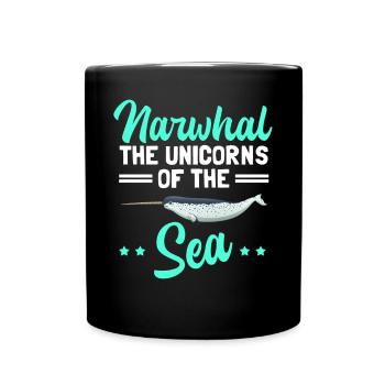 Narwal Wal | Narwale Wale Narwhal Geschenk - Tasse einfarbig - Schwarz - Vorne