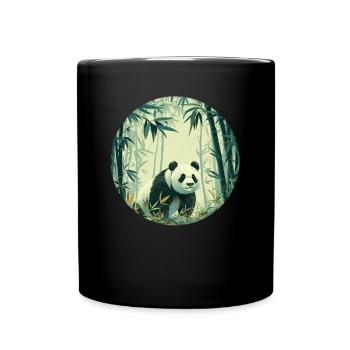 Panda Bear Bamboo Forest Japanese Giant Panda - Full Colour Mug - black - Front