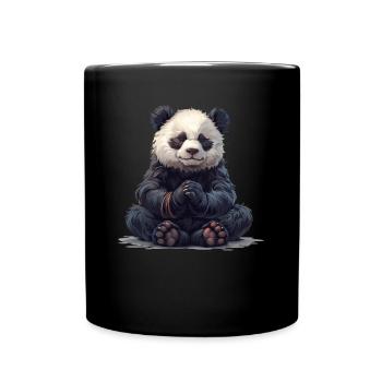 Meditating Panda Bear Japanese Giant Panda - Full Colour Mug - black - Front