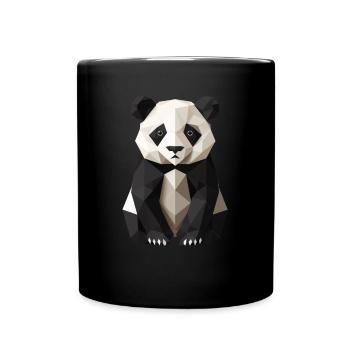 Pandabär Origami Japanischer Riesenpanda - Tasse einfarbig - Schwarz - Vorne