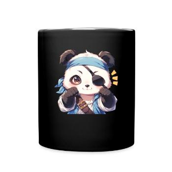 Pandabär Pirat Japanischer Riesenpanda - Tasse einfarbig - Schwarz - Vorne