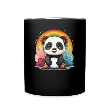 Panda Ours, Arc-en-ciel, Panda géant japonais - Mug uni - noir - Devant