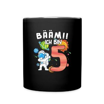 Bääm Ich bin 5 Astronaut - Tasse einfarbig - Schwarz - Vorne