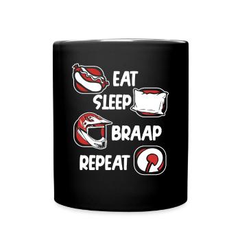 Eat Sleep Braap Repeat Supermoto Motorcycle - Full Colour Mug - black - Front