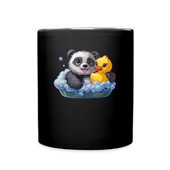 Pandabär Schaumbad Japanischer Riesenpanda - Tasse einfarbig - Schwarz - Vorne