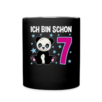 Sieben Jahre Panda-Feier - Tasse einfarbig - Schwarz - Vorne