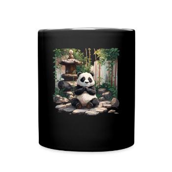 Panda Bear Zen Japanese Giant Panda - Full Colour Mug - black - Front