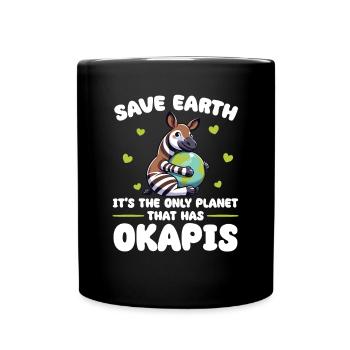 Ist der einzige Planet mit Okapis Earth Day - Tasse einfarbig - Schwarz - Vorne