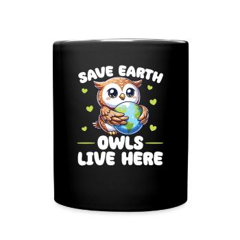 Sauvons la Terre Les hiboux vivent ici Jour de la Terre - Mug uni - noir - Devant