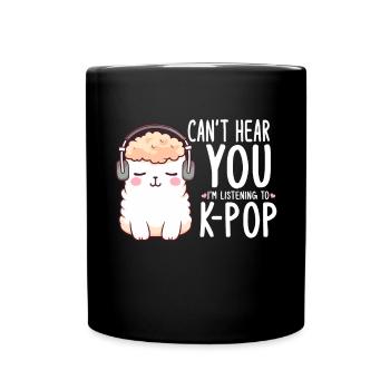 Can't Hear You I'm Listening K-pop Alpaca - Tasse einfarbig - Schwarz - Vorne