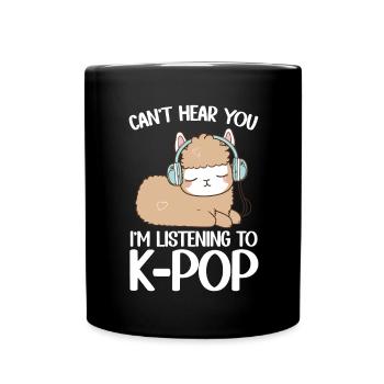 Can't Hear You I'm Listening K-pop Alpaca - Tasse einfarbig - Schwarz - Vorne