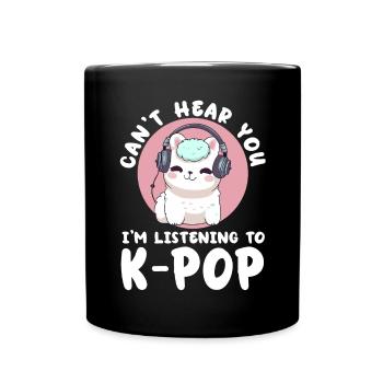 Can't Hear You I'm Listening K-pop Alpaca - Tasse einfarbig - Schwarz - Vorne