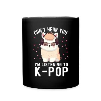 Can't Hear You I'm Listening K-pop Alpaca - Tasse einfarbig - Schwarz - Vorne