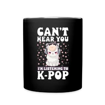 Can't Hear You I'm Listening K-pop Alpaca - Tasse einfarbig - Schwarz - Vorne