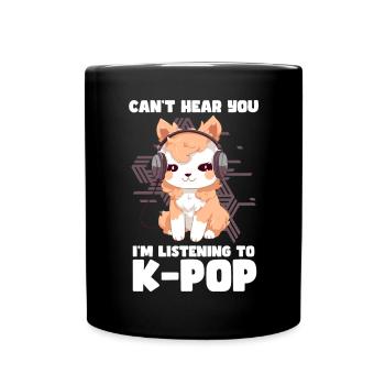 Can't Hear You I'm Listening K-pop Alpaca - Tasse einfarbig - Schwarz - Vorne