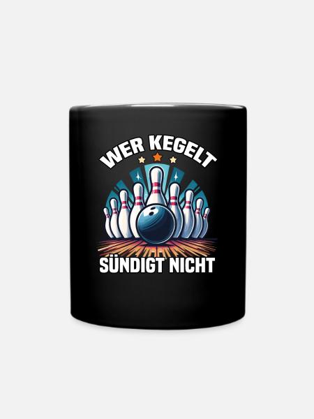 Wer kegelt sündigt nicht Kegel Kegelverein Design - Tasse einfarbig - Schwarz