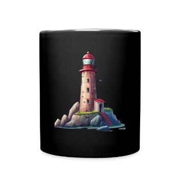 Phare sur la côte rocheuse - Mug uni - noir - Devant