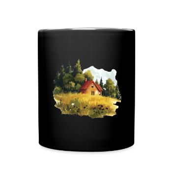 Cozy Country House In Idyllic Nature - Full Colour Mug - black - Front
