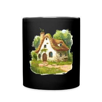 Idyllisches Märchenhaus Im Grünen - Tasse einfarbig - Schwarz - Vorne