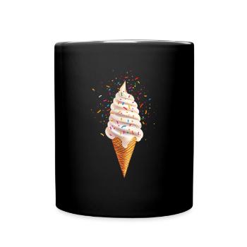 Summer Joy with Colorful Ice Cream Motif - Full Colour Mug - black - Front