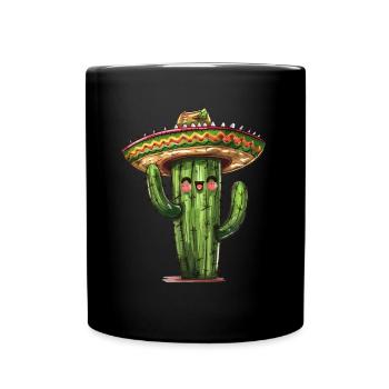 Funny cactus with sombrero - Full Colour Mug - black - Front