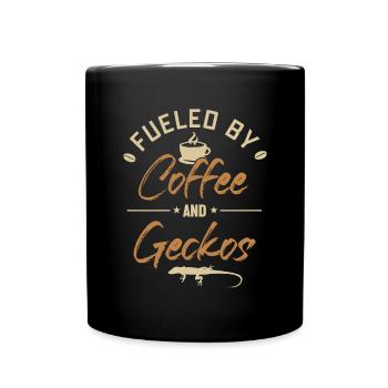 Alimenté par le café et les geckos Gekkota à crête - Mug uni - noir - Devant