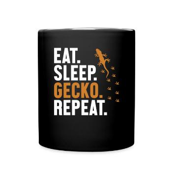 Manger Sommeil Gecko Répéter Gekkota Lézard à crête - Mug uni - noir - Devant