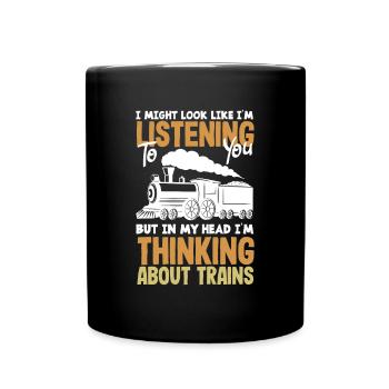 Drôle de Train amant Trains Locomotive cadeau - Mug uni - noir - Devant