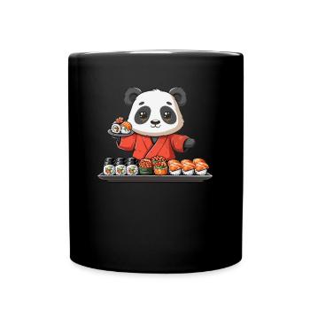 Pandabär Sushi Japanischer Riesenpanda - Tasse einfarbig - Schwarz - Vorne
