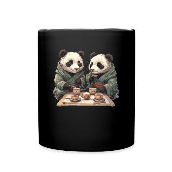 Panda Bear Tea Ceremony Japanese Giant Panda - Full Colour Mug - black - Front