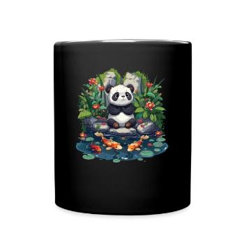 Panda Bear, Koi Fish, Panda géant japonais - Mug uni - noir - Devant
