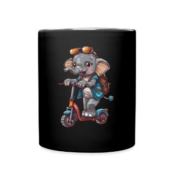 Elephant Scooter - Full Colour Mug - black - Front