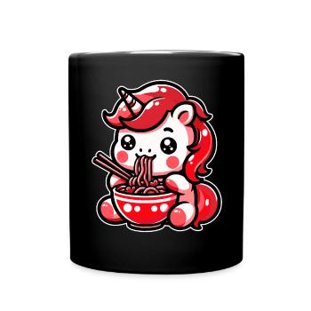 Japanese Kawaii Unicorn Ramen Asian Cuisine - Full Colour Mug - black - Front