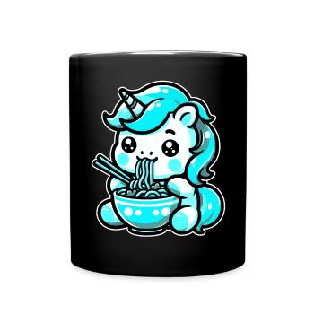 Japanese Kawaii Unicorn Ramen Asian Cuisine - Full Colour Mug - black - Front