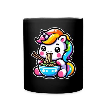 Japanese Kawaii Unicorn Ramen Asian Cuisine - Full Colour Mug - black - Front
