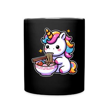 Japanese Kawaii Unicorn Ramen Asian Cuisine - Full Colour Mug - black - Front