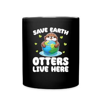 Rettet die Erde Otters leben hier Earth Day - Tasse einfarbig - Schwarz - Vorne