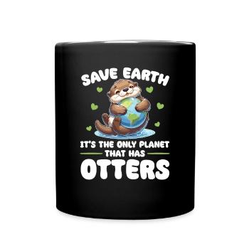 Ist der einzige Planet mit Otters Earth Day - Tasse einfarbig - Schwarz - Vorne