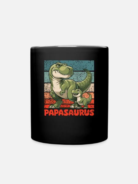 Papasaurus Vatertag bester Papa T-Rex Dinosaurier - Tasse einfarbig - Schwarz
