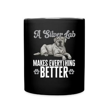 Silberner Labrador Retriever Silberner Lab - Tasse einfarbig - Schwarz - Vorne