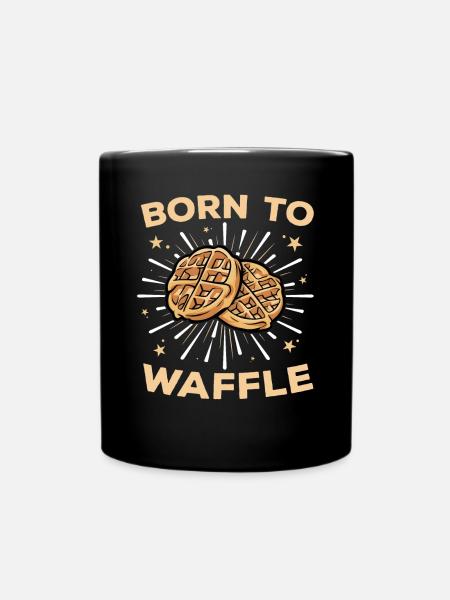 Born To Waffle Waffeln Waffel Frühstück Gebäck - Enfärgad mugg - svart