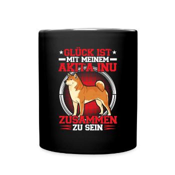 Bei meinem Akita Inu sein Japanischer Akita Inu - Tasse einfarbig - Schwarz - Vorne