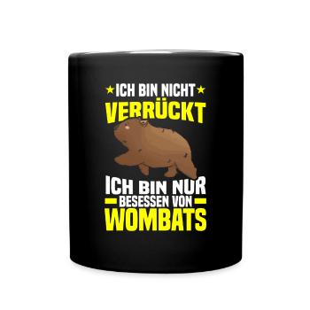 Wombat Marsupial Obsessed with Wombat - Full Colour Mug - black - Front