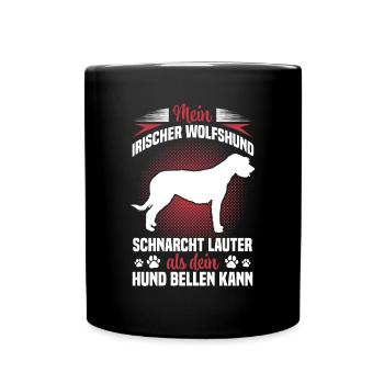 Irischer Wolfshund schnarcht lauter Windhund - Tasse einfarbig - Schwarz - Vorne