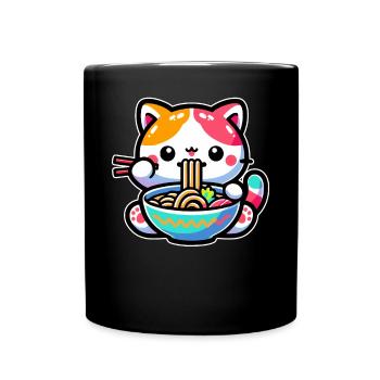Manga Manga Japonais Cat Ramen pour les amoureux des chats - Mug uni - noir - Devant