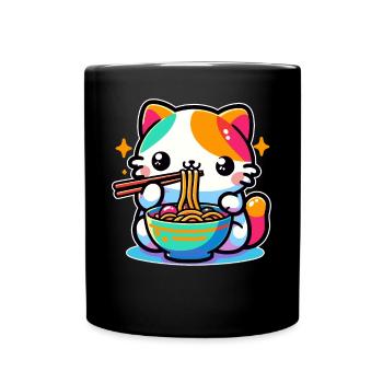 Manga Manga Japonais Cat Ramen pour les amoureux des chats - Mug uni - noir - Devant
