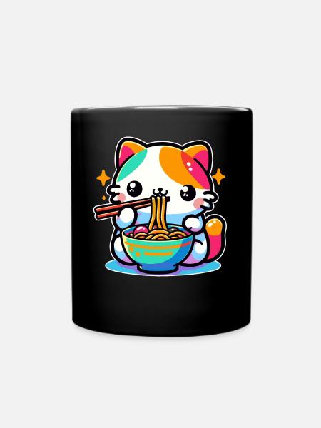 Manga Manga Japonais Cat Ramen pour les amoureux des chats - Mug uni - noir