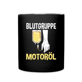 Blutgruppe Motoröl - Tasse einfarbig - Schwarz - Vorne