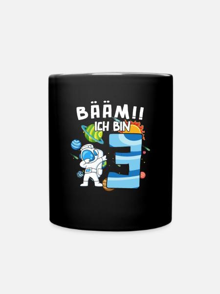Bääm Ich bin 3 Astronaut - Tasse einfarbig - Schwarz